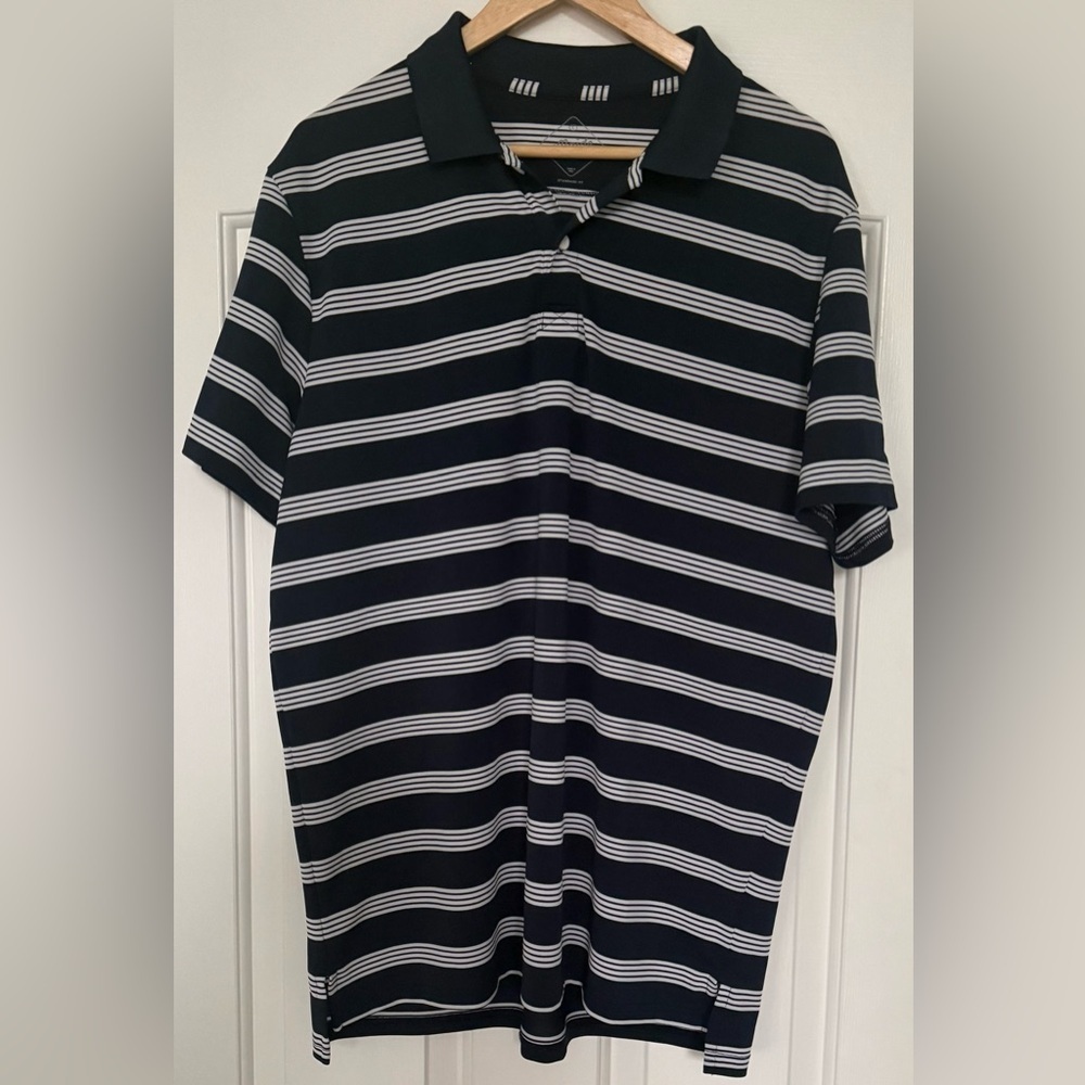 Bonobos Maide Golf Polo Shirt Navy White Stripes Standard Fit Men’s L